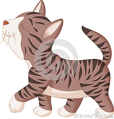 Cute cat cartoon walking Vector Illustration