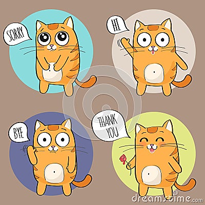 Cute cat character Vector Illustration