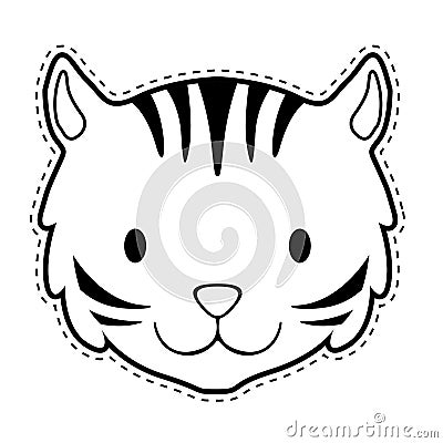 Cute cat face dotted sticker Vector Illustration