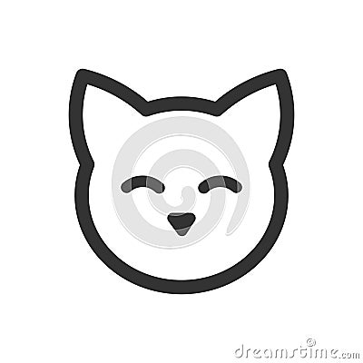 Cute cat face outline icon Vector Illustration