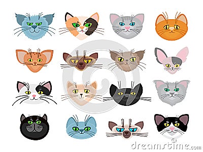 Cute cat faces vector illustration Vector Illustration