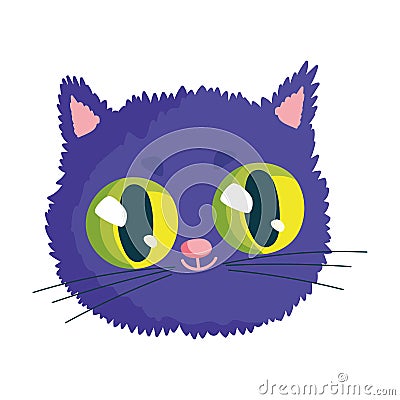 Cute cat feline face big eyes cartoon icon design Vector Illustration