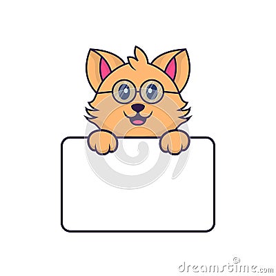 Cute cat holding whiteboard Vector Illustration