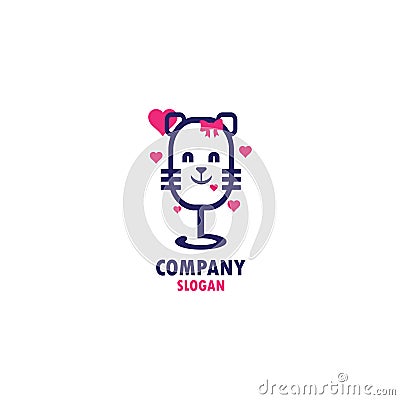 cute cat logo theme is suitable for use in the world Vector Illustration
