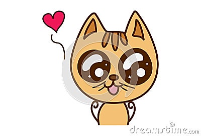 Cute Cat in Love. Stock Photo