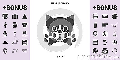Cute Cat, paws - logo, symbol, protect sign Vector Illustration
