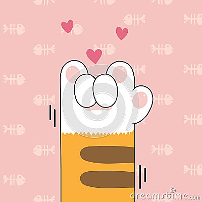 Cute cat paws wallpaper vector illustration Vector Illustration