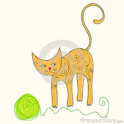 Cute cat playing Vector Illustration
