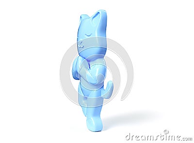 Cute cat practicing yoga. 3d render. Children`s yoga Stock Photo