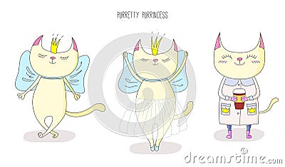 Cute cat princess Vector Illustration