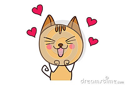 Cute Cat Sticker feeling loved. Stock Photo