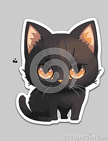 Cute cat sticker, vector sticker, glare in the eyes, full figure Stock Photo