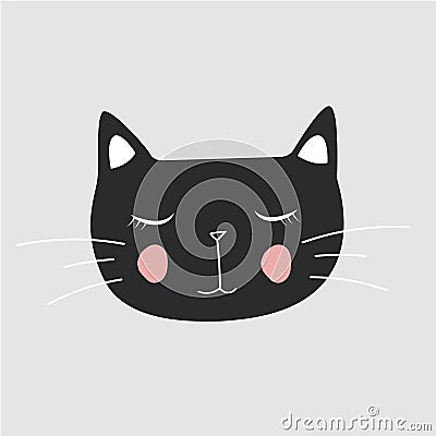 Cute cat,T-shirt Print, Valentine`s Day, animal drawing, cartoon character, Vector Illustration