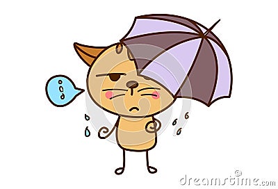 Cute Cat with an umbrella in rainy season. Stock Photo