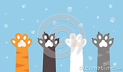 Cute cats paw set Vector Illustration