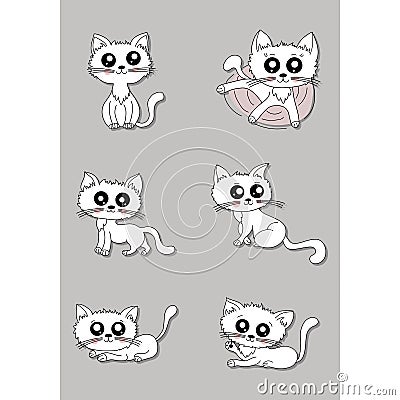 Cute cats vector set. Vector Illustration