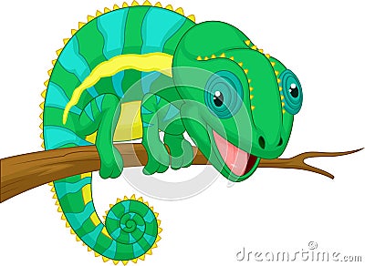 Cute chameleon cartoon Vector Illustration