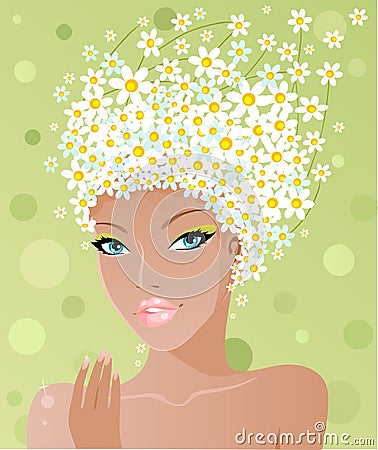 Cute chamomile girl Vector Illustration