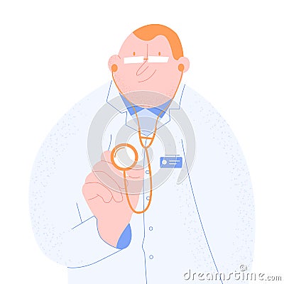 Cute character doctor man. Vector Illustration