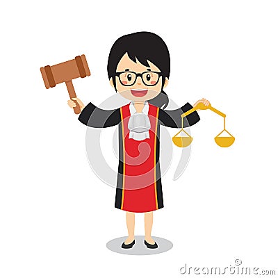 Cute Character Drawing Judge Vector Illustration