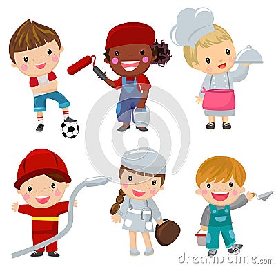 Cute character set of kids Vector Illustration