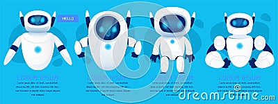 Cute chat robot, chatbot, character mascot vector in isolated blue background Vector Illustration