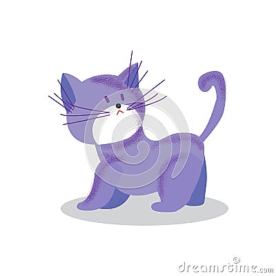 Cute cheerful Kitten playing, cartoon vector illustration. Vector Illustration