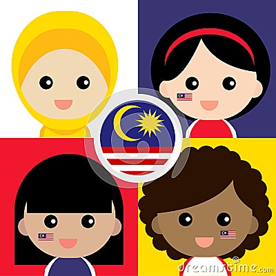 Cute and cheerful Malaysian supporter Vector Illustration