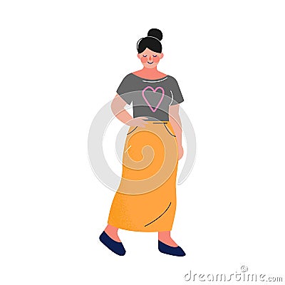 Cute Cheerful Teen Girl in Casual Clothes, Happy Teenager Character Vector Illustration Vector Illustration