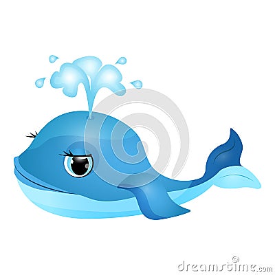 Cute cheerful whale Isolated on the white background. Vector Illustration