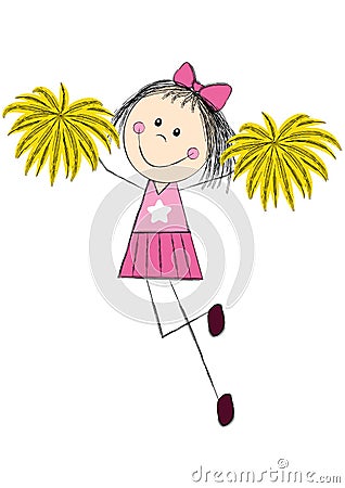 Cute cheerleader girl Vector Illustration