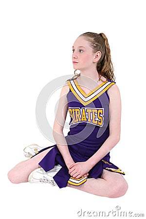 Cute Cheerleader in Unofficial Name and Colors Stock Photo