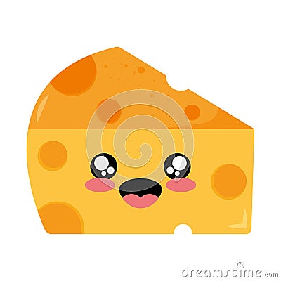 cute cheese portion kawaii character Vector Illustration