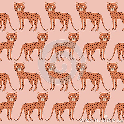 Cute cheetah. African animals seamless pattern. Vector Illustration
