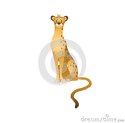 Cute cheetah, leopard or jaguar. Nature tropical jungle wild animal print, vector safari illustration Vector Illustration