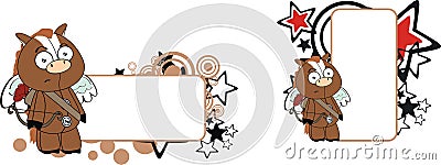 Cute cherub angel horse cartoon expressions set Vector Illustration