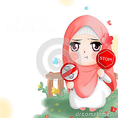 Cute Chibi muslimah Stock Photo