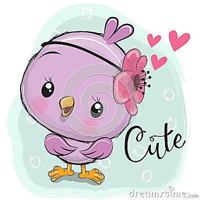 Cute Chick on a Blue background Vector Illustration