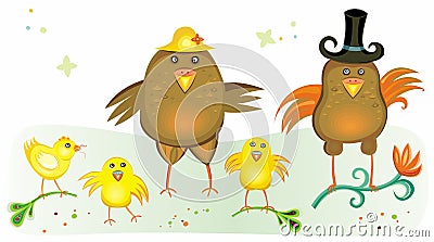 Cute chicken family Vector Illustration