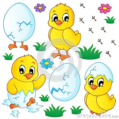 Cute chickens collection Vector Illustration