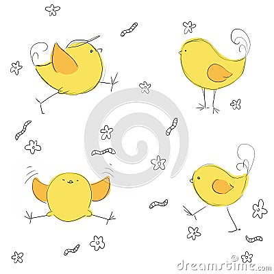 Cute chickens set Stock Photo