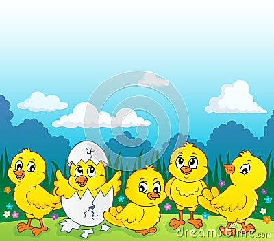 Cute chickens topic image 3 Vector Illustration