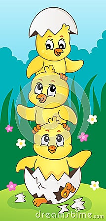 Cute chickens topic image 5 Vector Illustration