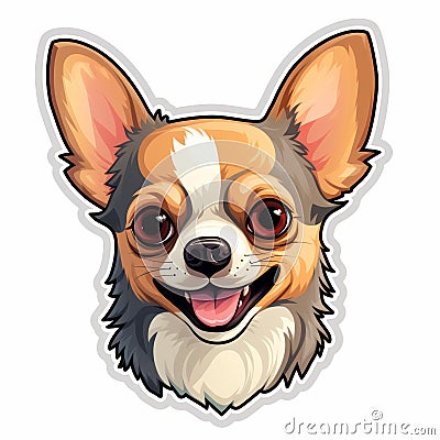 Cute Chihuahua Sticker: Funny Face, High-contrast Shading, Cartoon Style Stock Photo