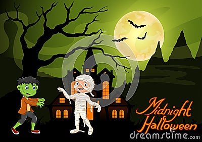 Cute child in a frankenstein and mummy costume Stock Photo