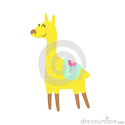 Cute childish lama animal isolated vector. Vector Illustration