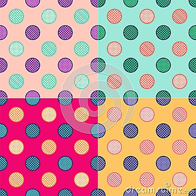 Cute childish seamless Funny rabbits in hearts and flowers.youth style seamless modern polka dots funny pattern - Vector Vector Illustration