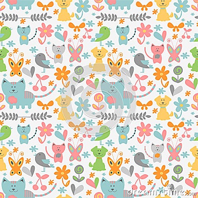 Cute childish seamless pattern Vector Illustration