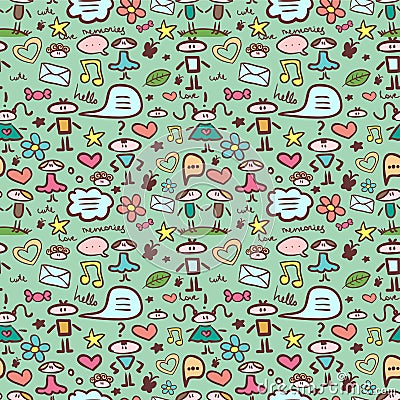 Cute childlike seamless pattern Vector Illustration