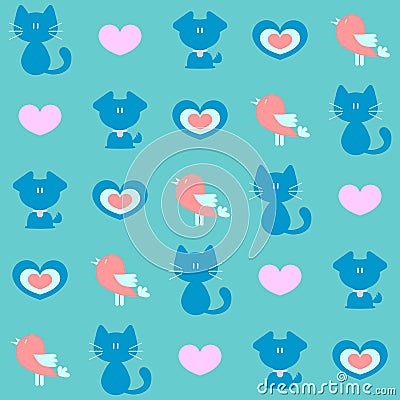 Cute childlike seamless pattern Vector Illustration